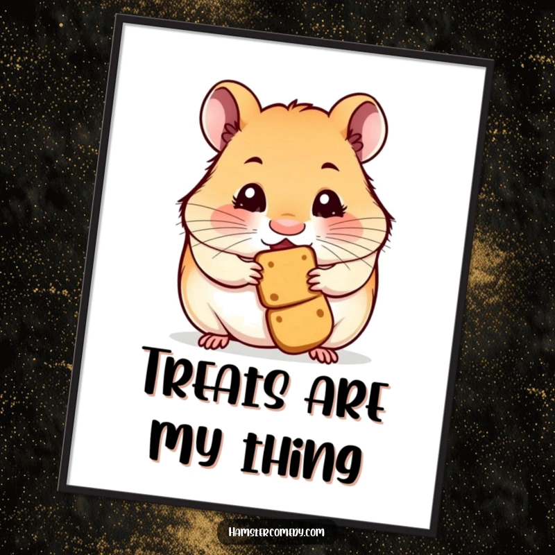 High-resolution digital art of a funny hamster with its nose twitching, smelling a delicious treat, ready for printing.