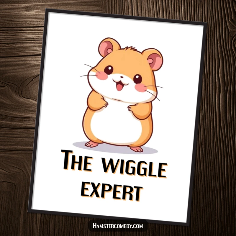 Funny Kawaii Hamster Digital Art Print: Adorable hamster captured in a jubilant wiggle dance, radiating happiness and playful energy.