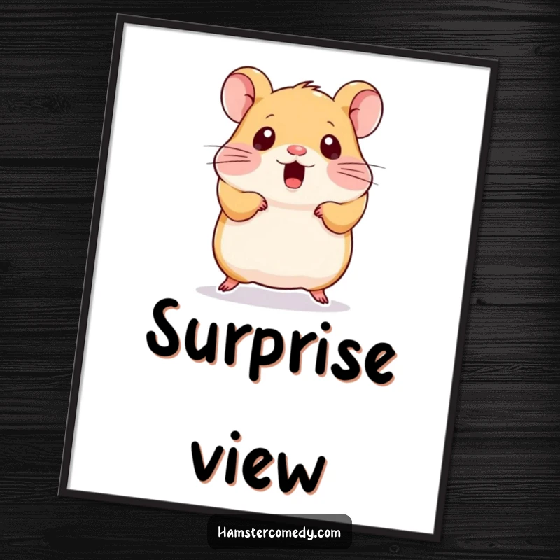 Funny Kawaii Hamster Digital Art Print: A high-quality printable featuring a cute, surprised kawaii hamster, ready to brighten any room.