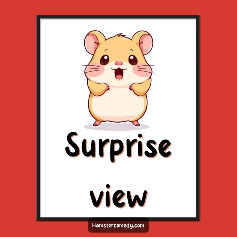 Funny Kawaii Hamster Digital Art - Cute Surprised Hamster Printable Wall Decor, Instant Funny Gift