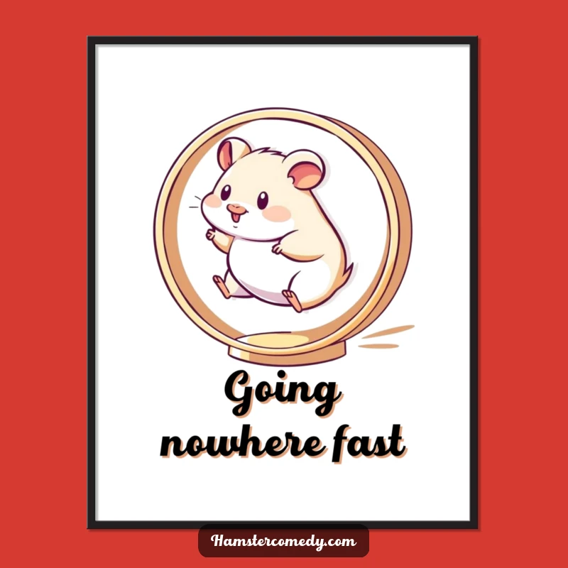 Funny Kawaii Hamster Digital Art: Energetic Spinner Print, Unique Funny Gift