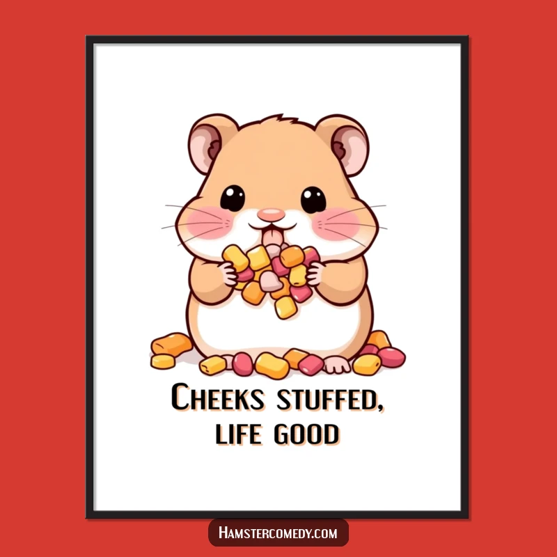 Funny Kawaii Hamster Digital Art Print: Instant Snack Joy for Walls, Hilarious Gift!