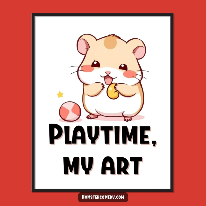Funny Kawaii Hamster Digital Print: Playful Toy Art, Adorable & Humorous Decor
