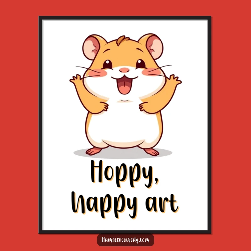 Funny Kawaii Hamster Digital Print: Silly Hop Art, Adorable & Humorous Decor