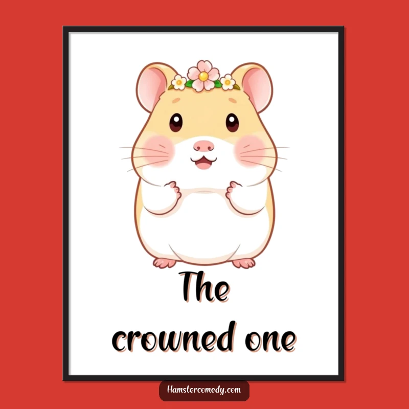 Funny Kawaii Hamster Flower Crown Digital Print - Cute Royal Instant Art