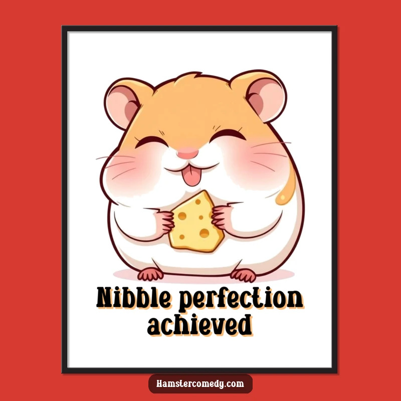 Happy Hamster Cheese Digital Art: Instantly Downloadable Tiny Treat Bliss
