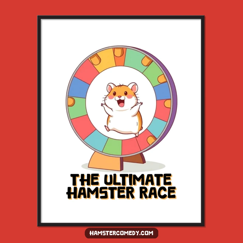 Instant Funny Hamster Wheel Art: Adorable Colorful Runner Digital Print