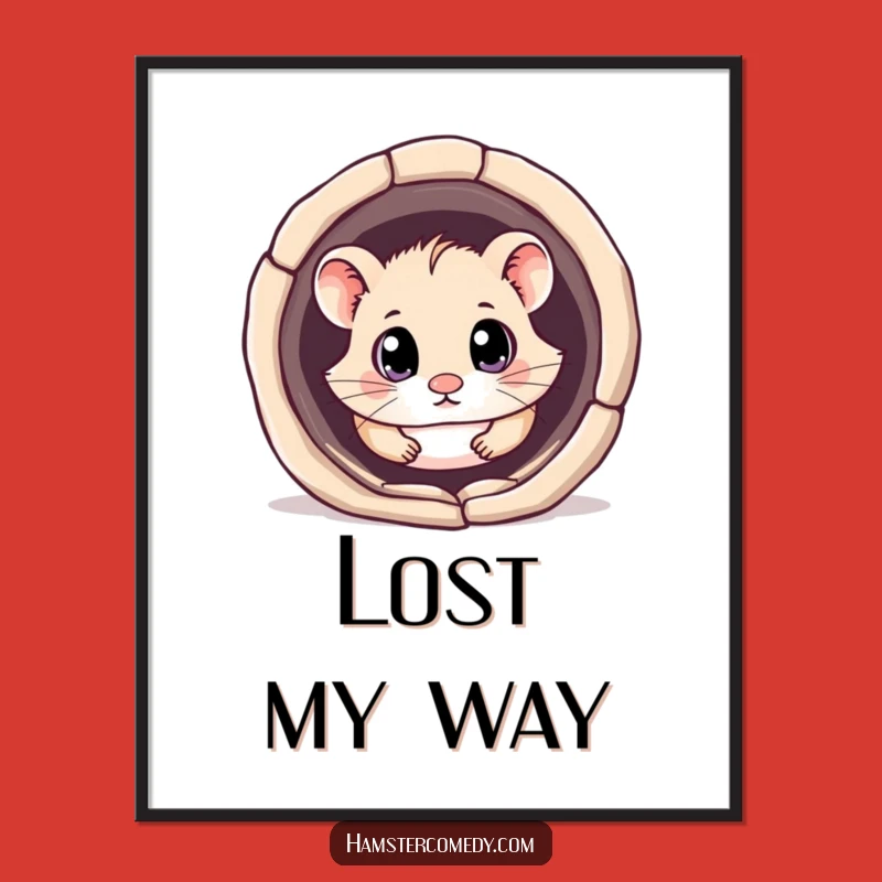 Funny Curious Hamster Digital Art: Kawaii Rodent Printable Decor