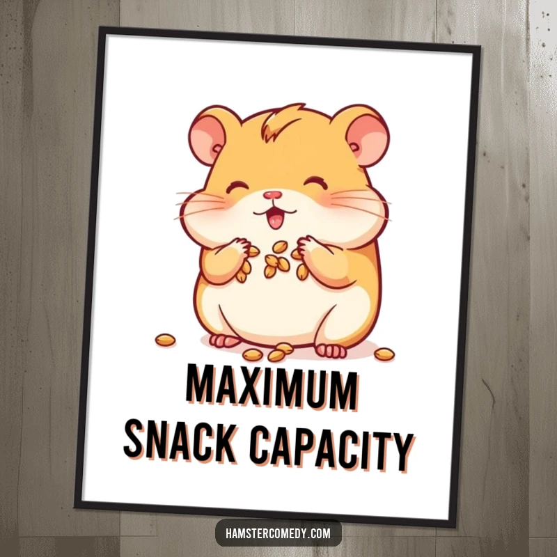 Funny Kawaii Hamster Digital Art Print of a hamster stuffing its cheeks with seeds, adding instant charm.