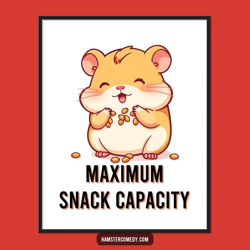 Funny Kawaii Hamster Digital Art: Cheeky Stuffer Print, Unique Funny Gift
