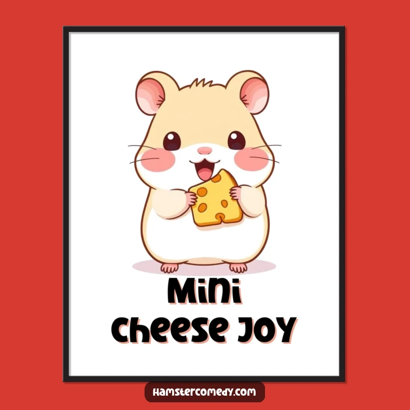 Funny Kawaii Hamster Cheese Digital Art - Cute Hamster Printable Wall Decor, Instant Funny Gift