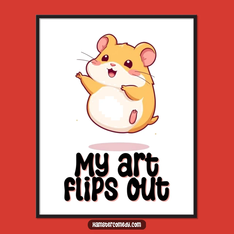 Funny Kawaii Hamster Somersault Digital Art: Playful Decor Gift