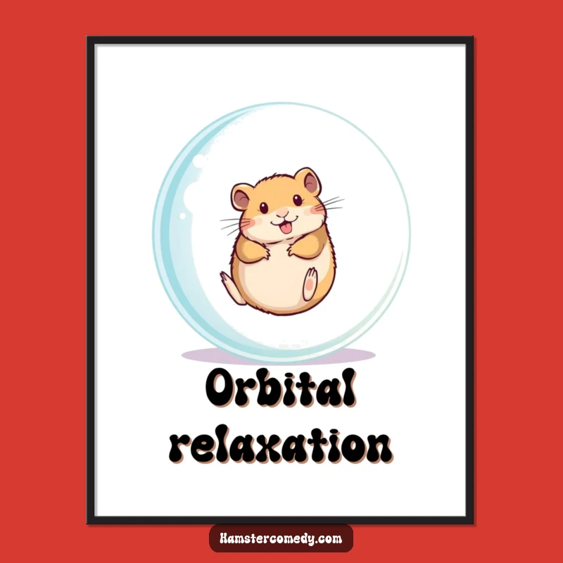 Funny Hamster Art Print: Rolling Ball Decor, Energetic Hamster Funny Gift