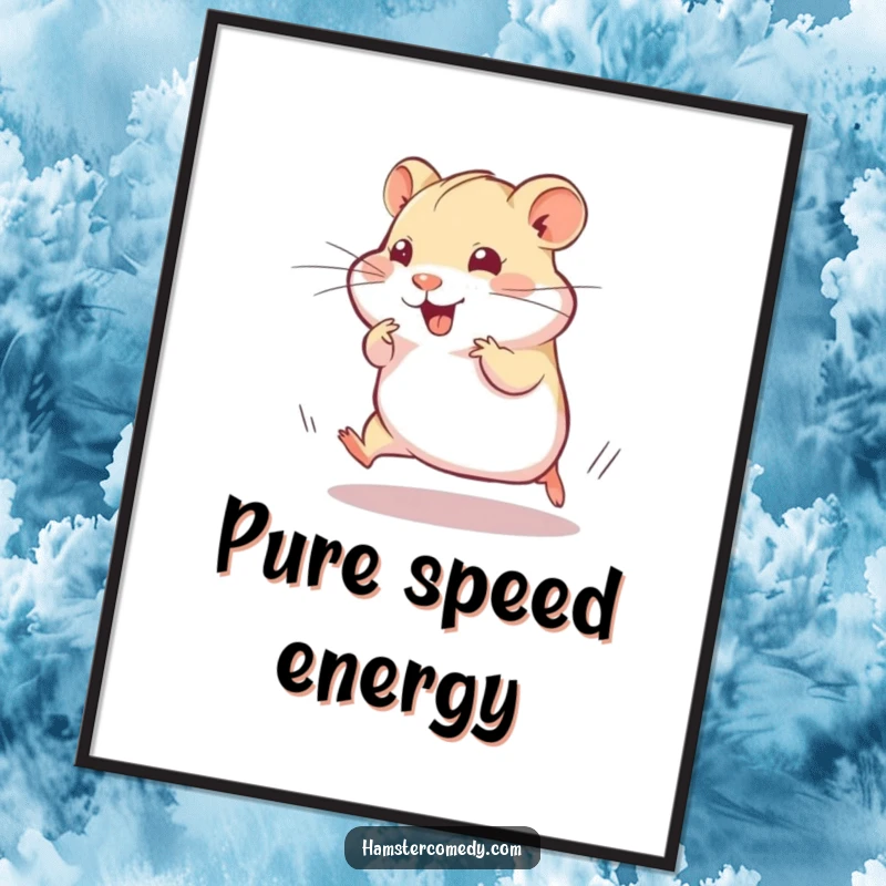 Funny Digital Art Print: A hamster performs a silly, speedy dash with a playful twitch, a humorous and energetic artwork.