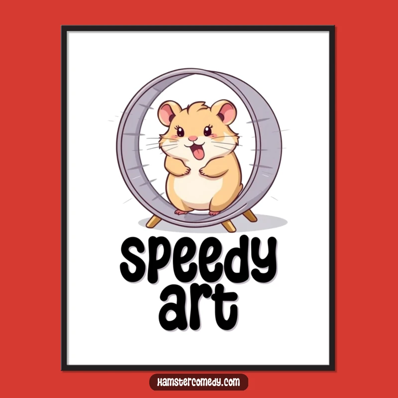 Funny Hamster Wheel Digital Art Print - Add High-Speed Energy Home!