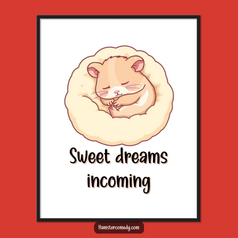 Funny Sleeping Hamster Cozy Digital Art - Peaceful Decor Funny Gift