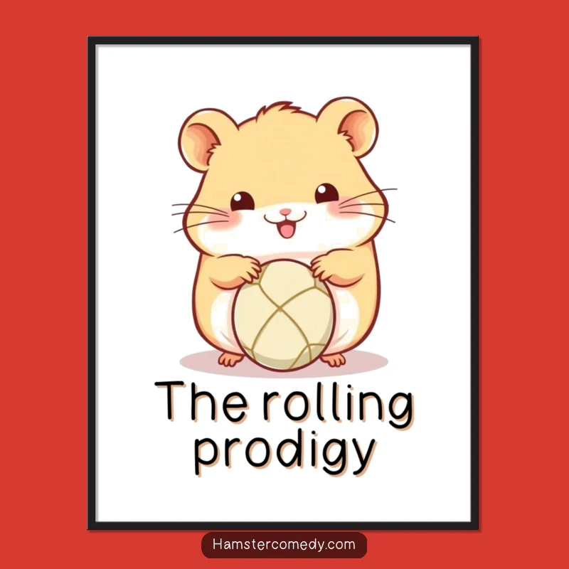 Funny Kawaii Hamster Ball Rolling Digital Print - Cute Amigurumi Instant Art