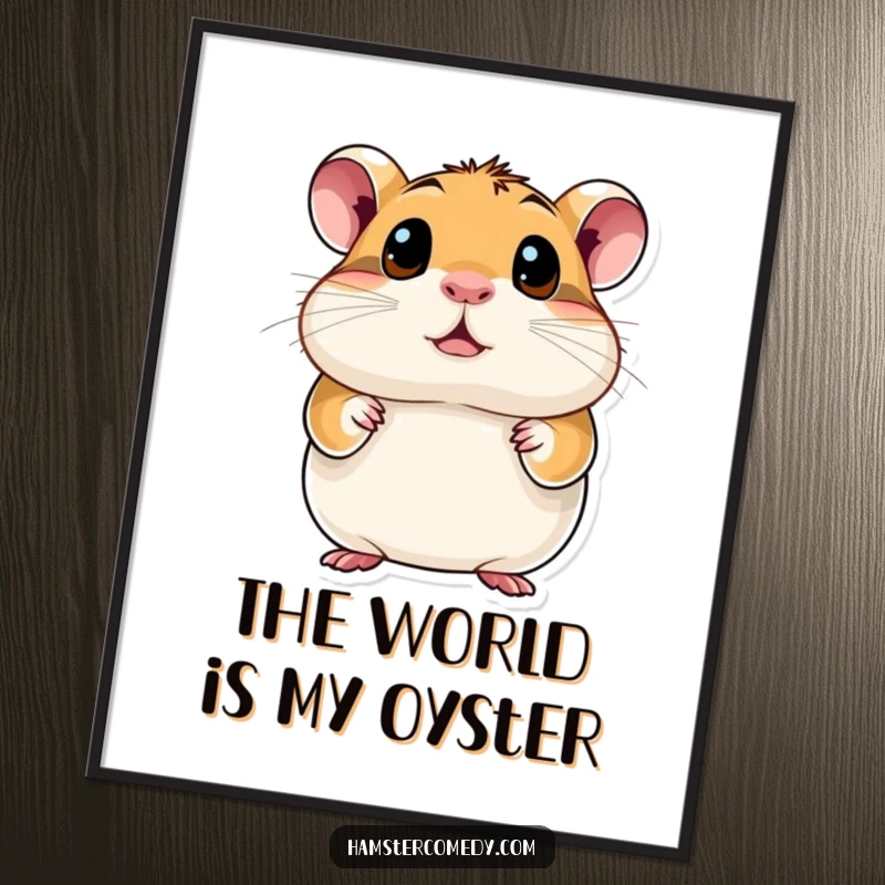 Funny Hamster Digital Art Print capturing a hamster with enormous, curious eyes, radiating wonder and humor.