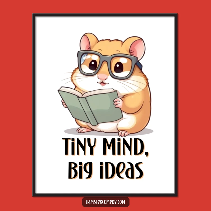 Funny Hamster Art Print: Bookworm Glasses Digital Download, Humorous Literary Gift