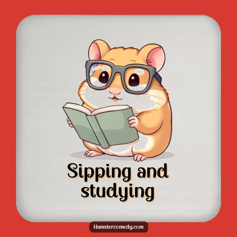 Funny Hamster Coaster Set: Bookworm Glasses, Protect Surfaces with Humor Gift