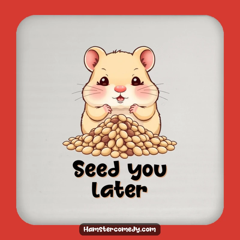 Funny Hamster Hoarding Seeds Drink Coaster - Protect Surfaces with Humor Gift