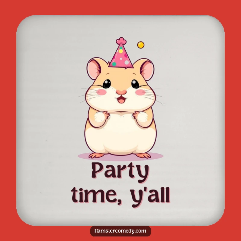 Funny Hamster Party Hat Coaster: Protect Surfaces with Festive Charm