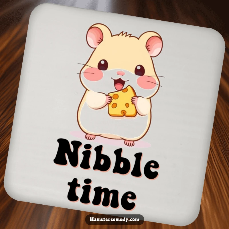 Funny Kawaii Hamster Cheese Coasters: A set of coasters with a cute hamster holding cheese, protecting surfaces with charm.
