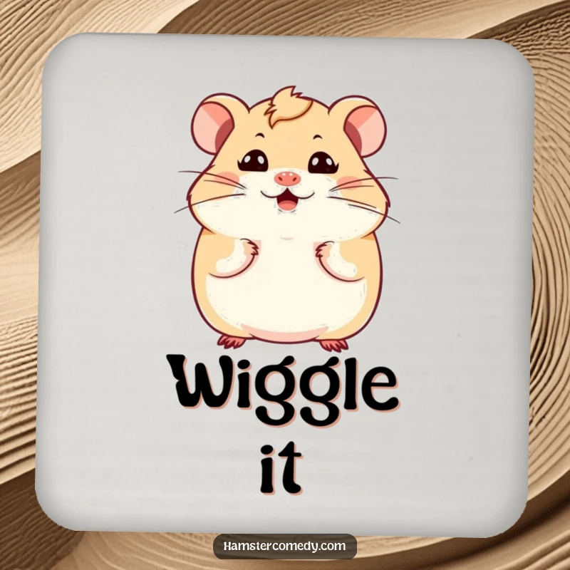 Funny Kawaii Hamster Drink Coaster with a cute hamster showing a hilarious expression and twitching whiskers, for humorous table protection.
