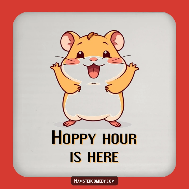 Funny Kawaii Hamster Coaster: Silly Hop Design, Humorous & Cute Table Decor Gift