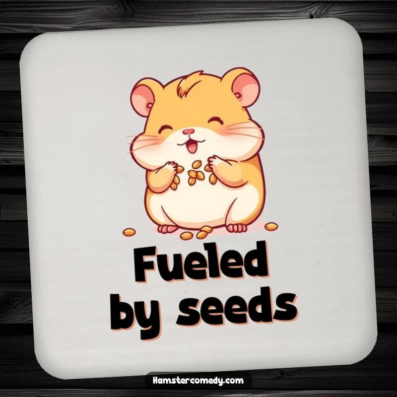 Funny Kawaii Hamster Coasters featuring a hamster stuffing its cheeks with seeds, protecting surfaces humorously.