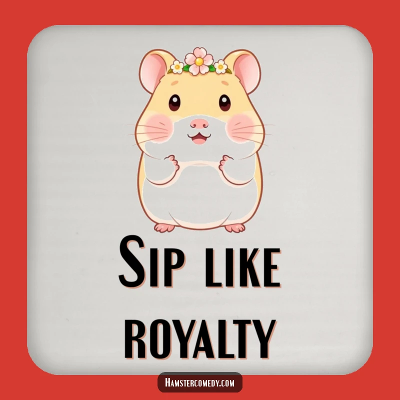 Funny Kawaii Hamster Flower Crown Coaster - Cute Royal Drink Protector
