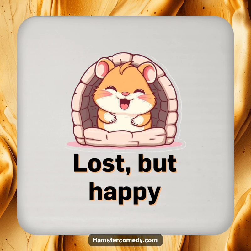 Funny Coaster: A giggling hamster peeks from maze entrance, a cute and humorous protector for your furniture.