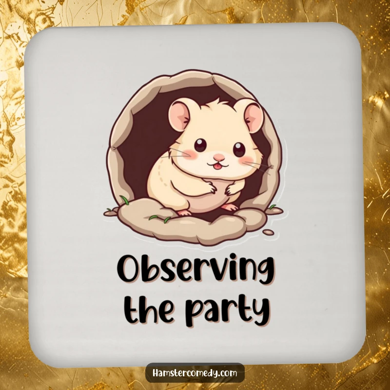 Funny Kawaii Hamster Coasters featuring a hamster peeking out from a tiny burrow, adding shy humor to surfaces.