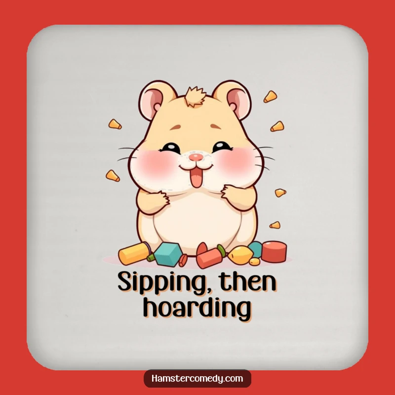 Protective Funny Hamster Hoarder Coasters: Keep Surfaces Safe with Chubby Cheeks