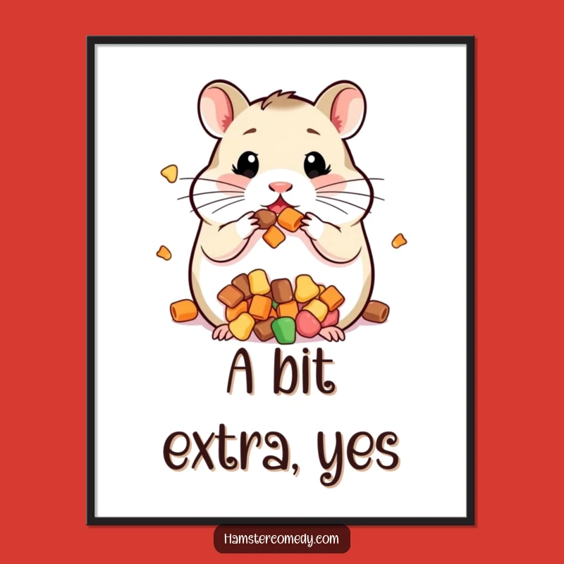 Funny Kawaii Hamster Cheeks Art Poster - Cute & Hilarious Wall Decor