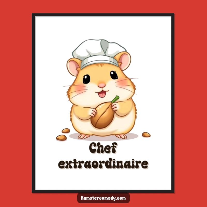 Funny Chef Hamster Poster: Adorable Kawaii Art Print for Kitchen
