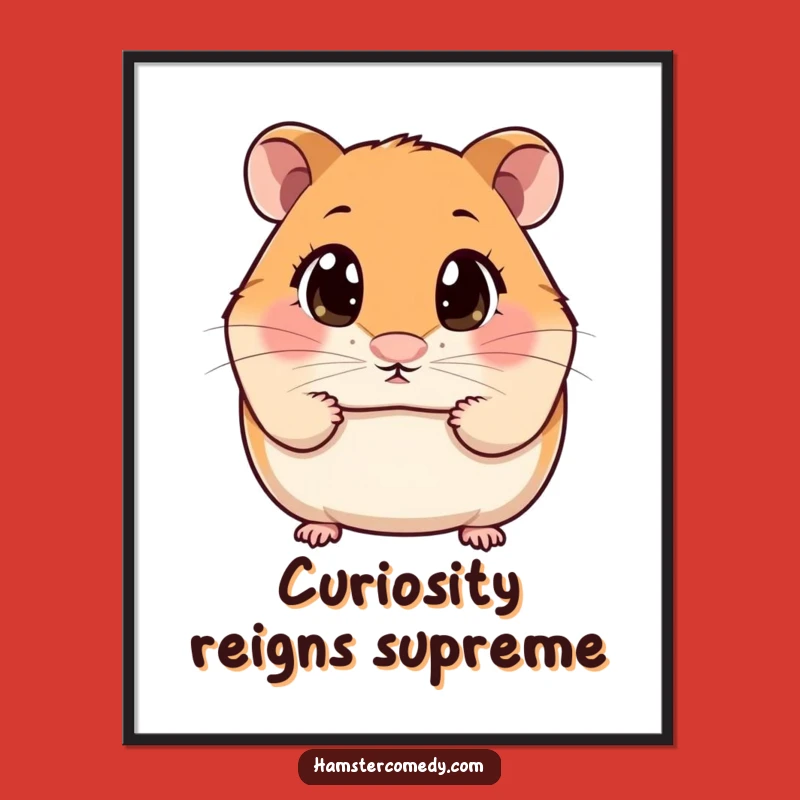 Funny Kawaii Hamster Sniffing Poster: Curious Wall Art Gift