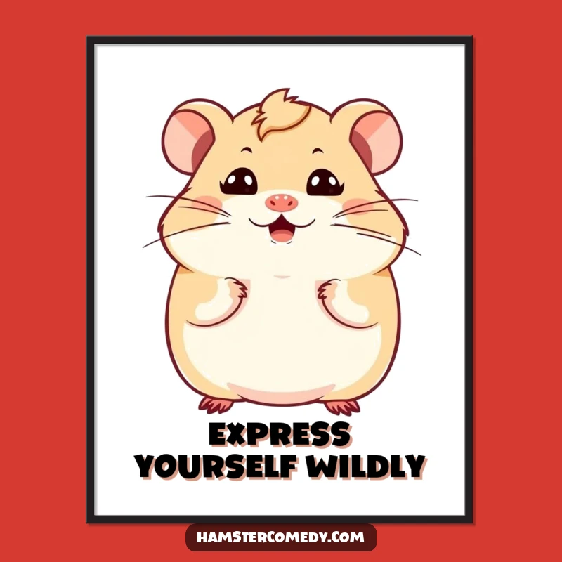 Funny Kawaii Hamster Poster: Whimsical Whiskers, Hilarious Wall Art!