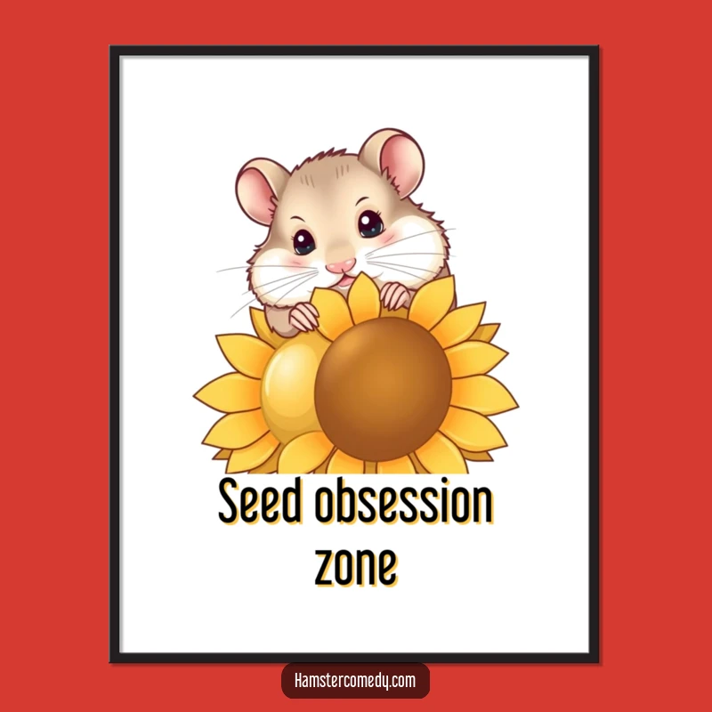 Funny Hamster Art Print - Hilarious Sunflower Seed Nibbler for Wall Decor