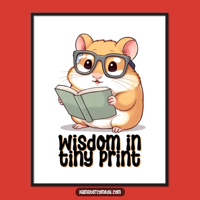 Funny Hamster Bookworm Poster: Smart Glasses Art, Hilarious Wall Decor Gift