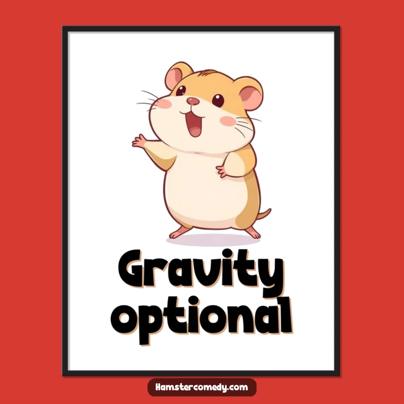 Funny Hamster Hop Poster - Silly Pet Action Wall Art Funny Gift