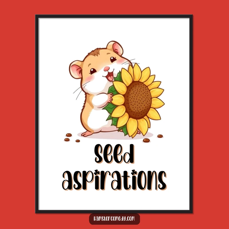 Funny Hamster Seed Struggle Poster: Quirky Wall Art for Pet Lovers