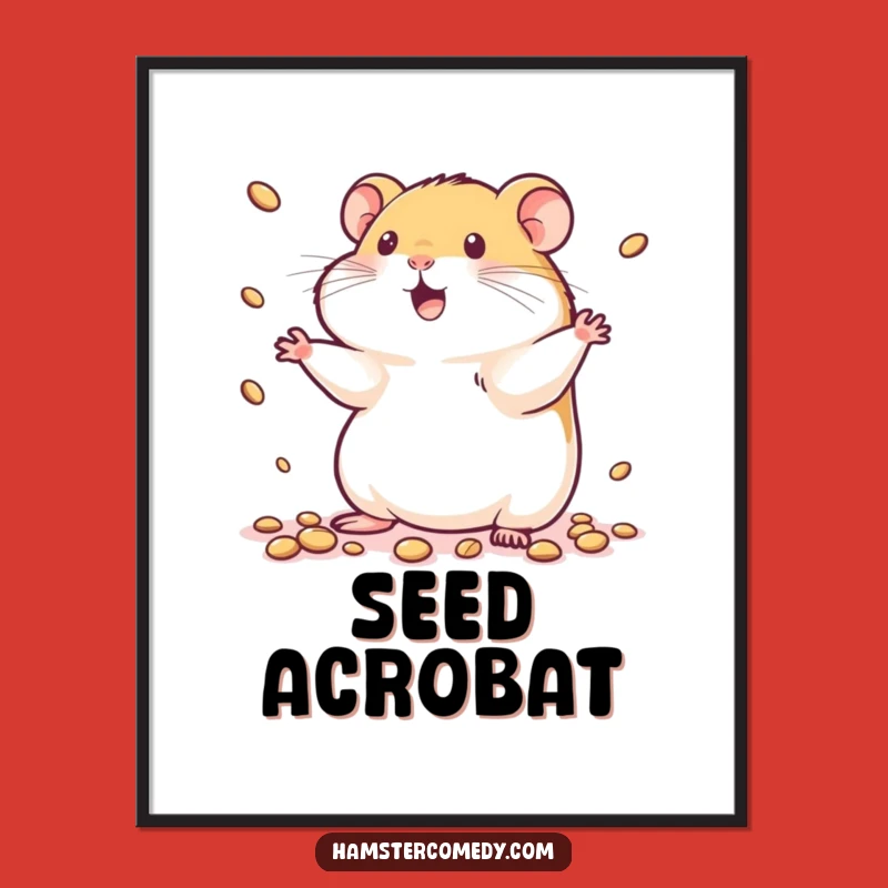 Funny Juggling Hamster Poster: Adorable Kawaii Playful Art