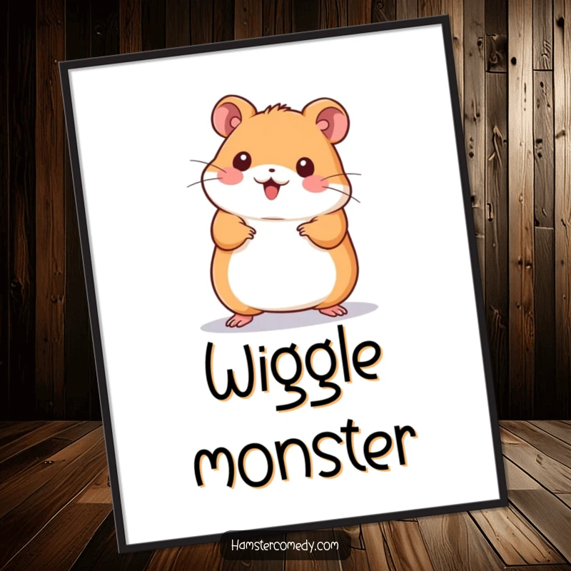Funny Kawaii Hamster Poster: Adorable hamster doing a lively wiggle dance, full of zest and playful energy, making a vibrant wall decoration.