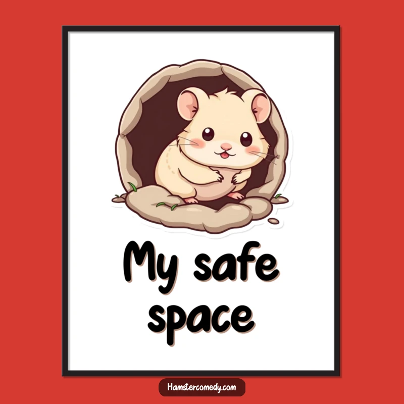 Funny Kawaii Hamster Poster: Burrow Peek Art, a Whimsical Funny Gift