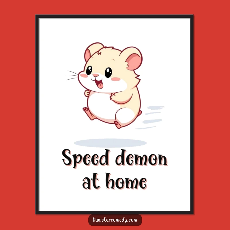 Funny Kawaii Hamster Poster: Speedy Wheel Art, Hilarious Decor for Gyms!