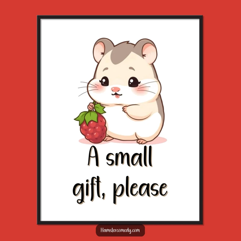 Funny Shy Hamster Berry Poster: Adorable Art for a Sweet Space