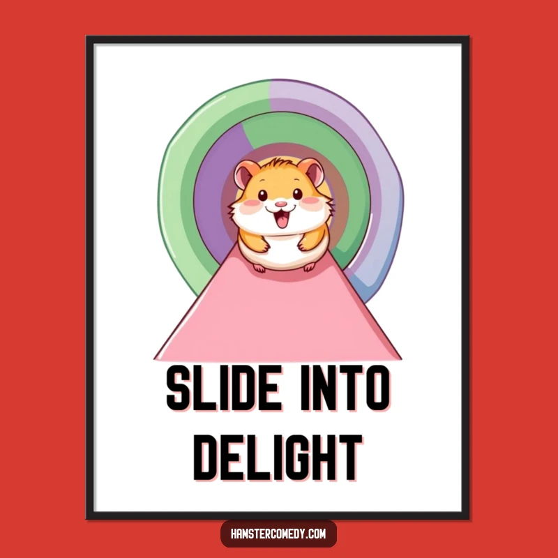 Funny Smiling Hamster Tunnel Poster - Joyful Art for Your Walls