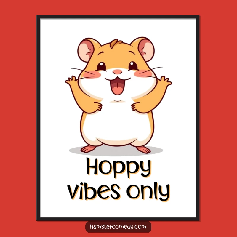 Funny Kawaii Hamster Poster: Silly Hop Art, Adorable & Humorous Wall Decor