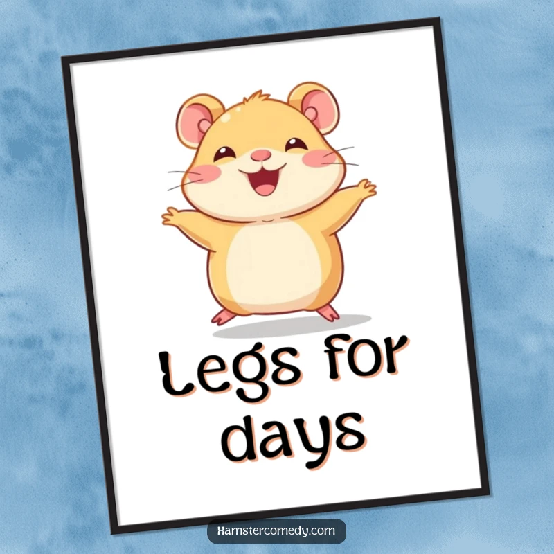 Funny Hamster Poster, capturing a joyful character hopping with tiny legs, showcasing adorable and humorous energy.
